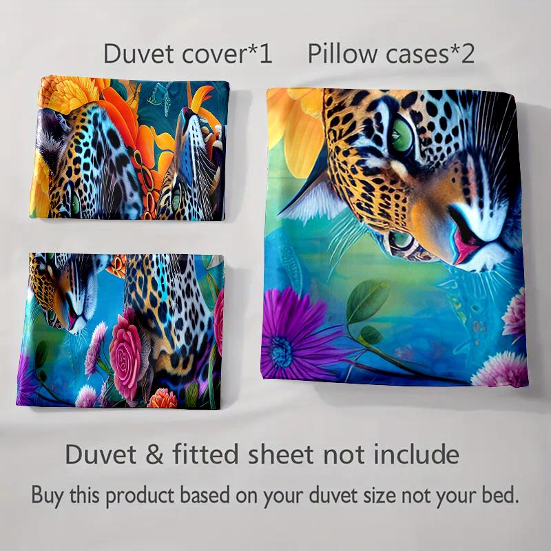 Leopard Floral Design. Bedding Duvet Cover Sets Duvet Covers Pillowcases Gifts (1 * Duvet Cover 2 * Pillowcases, Without Duvet Insert)