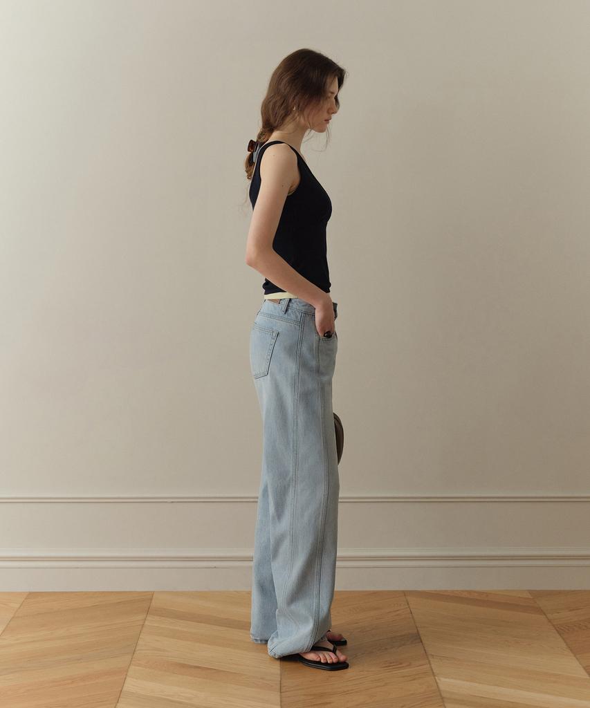 Poyueoaijeuonli Rion Side Panel Loose Denim (Light Blue)