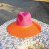 202406-pan-rose Red Orange Soda Color Summer Travel Daily Wide Brim Holiday Lady Fedoras Cap Women Leisure Panama Jazz Hat