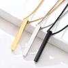 Fashion Pillar Necklace For Men Women Stainless Steel 3D Bar Pendant Chain Minimalist Simple Casual Unisex Neck Collar
