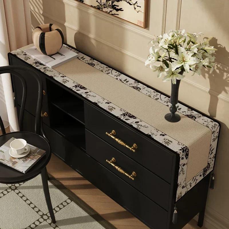 Cotton  Linen Tea Table Decoration Table Flag Light Luxury High-end Cover Cloth Dinner Side Cabinet Countertop Cushion Cloth