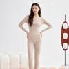 190g Warm Autumn/Winter Pure Cotton Base Layer: Men's & Women's Round Neck Pullover and Trousers Set
