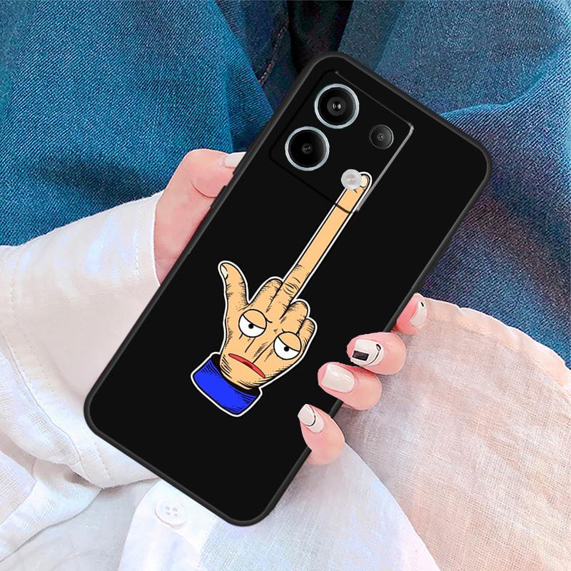 Cartoon Middle Finger Cover For Xiaomi Redmi Note 14 13 Pro 12 11 9 10 9S 10S 11S 12S Redmi 14C 10C 12C 13C Case