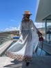 Leopard Print Beachwear Bathing Suit Coverup Plus Size Chiffon Long Sleeve Maxi Dress Open Front Kimono Cardigan Lightweight Tunic Belt Outfit A2705