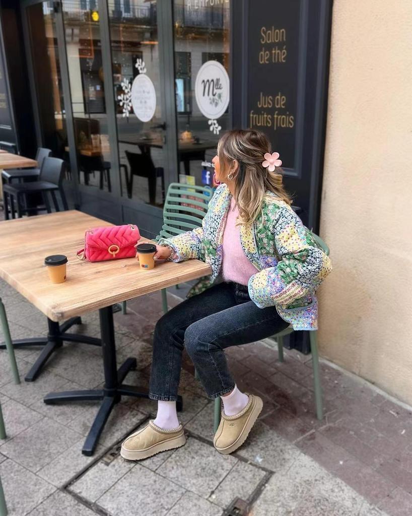 Spring Lapel Fashion Printed Cotton Slimming Jacket