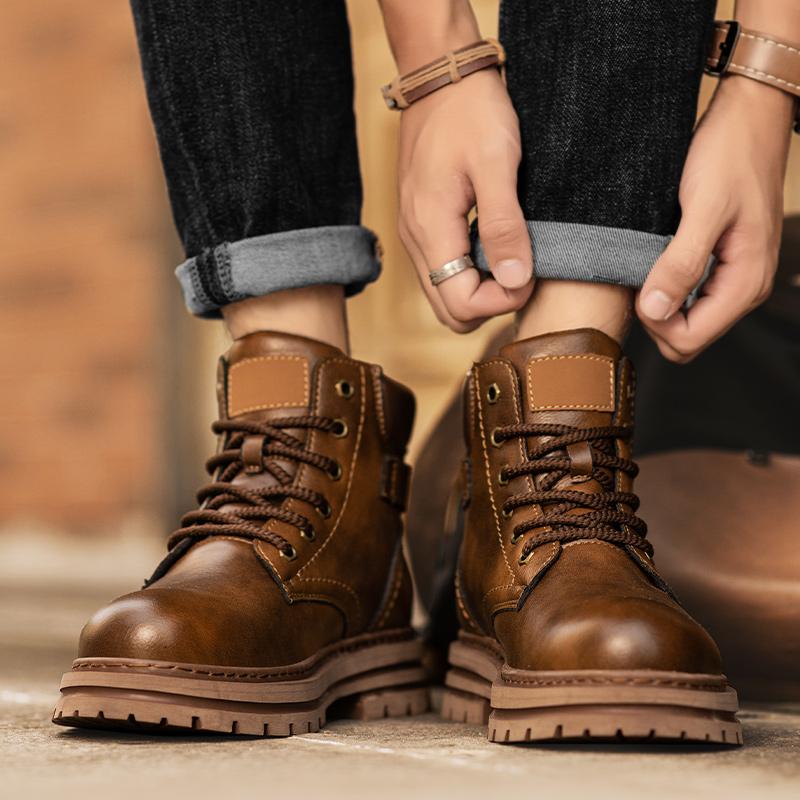 Men Shoes Men's Autumn Winter Motorcycle Boots British Style Basic Boots Outdoor Motorcycle Men's High-top Fashion Casual Shoes