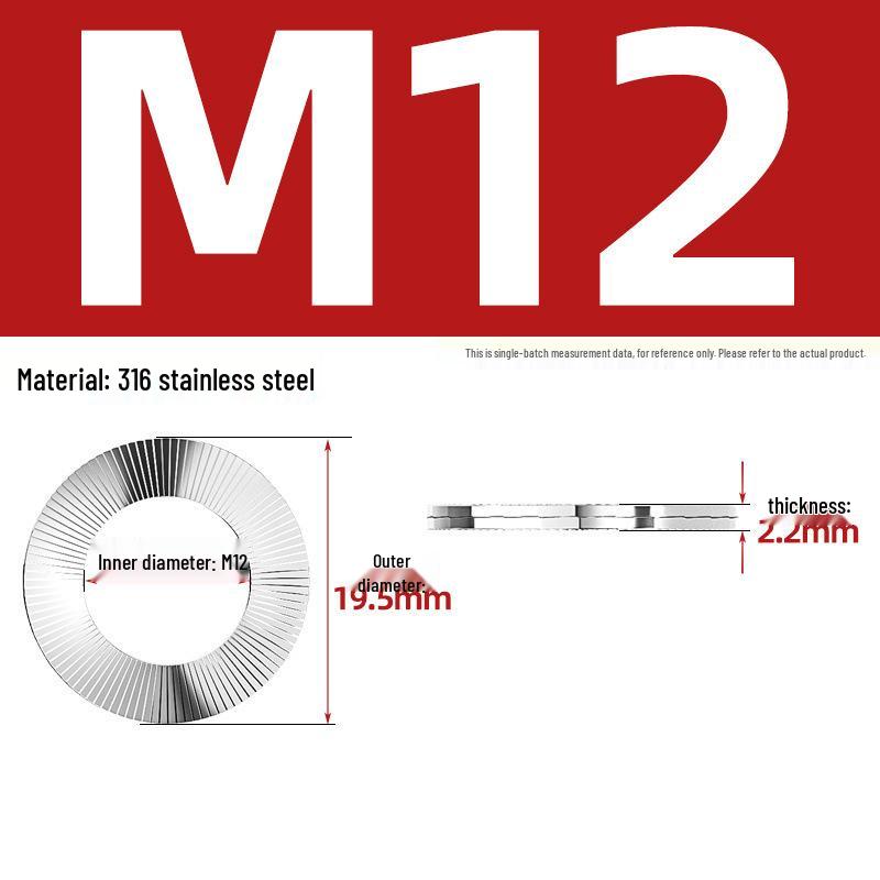 DIN25201 304 Stainless Steel Self-Locking Double Stack Washer, 65Mn Manganese Anti-Loosening, Double-Sided Tooth Layer.
