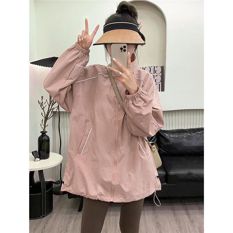 

Women s Casual Loose Baseball Jacket - 2026 Spring/Autumn Korean Style Windbreaker Fashion Jacket L (126-140 jin) рожевий