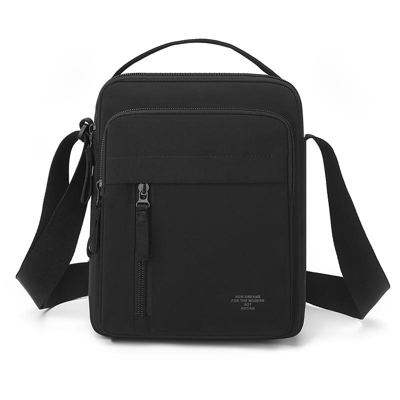 Nylon Crossbody Bag with Top Handle and Multiple Zipper Pockets for Daily Use Men Women