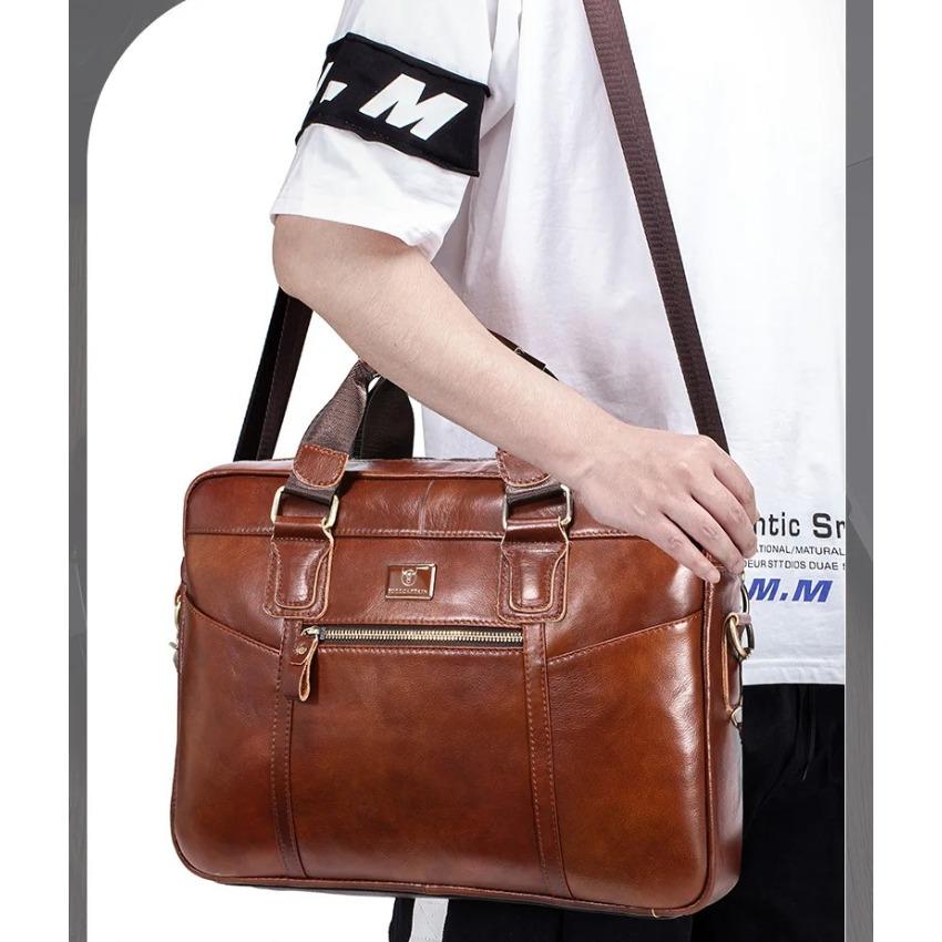 Brand Men's Bag Briefcase 100% Genuine Leather Handbags 15 Inch laptop bag Men's casual shoulder crossbody bags Messenger bag