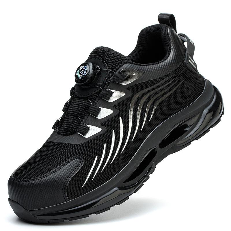 

Новые мужские рабочие страховочные туфли, дышащие защитные туфли из летучей ткани, эластичные шнурки на кнопке, ленивый рабочий-однопедальник 712 silver; 36