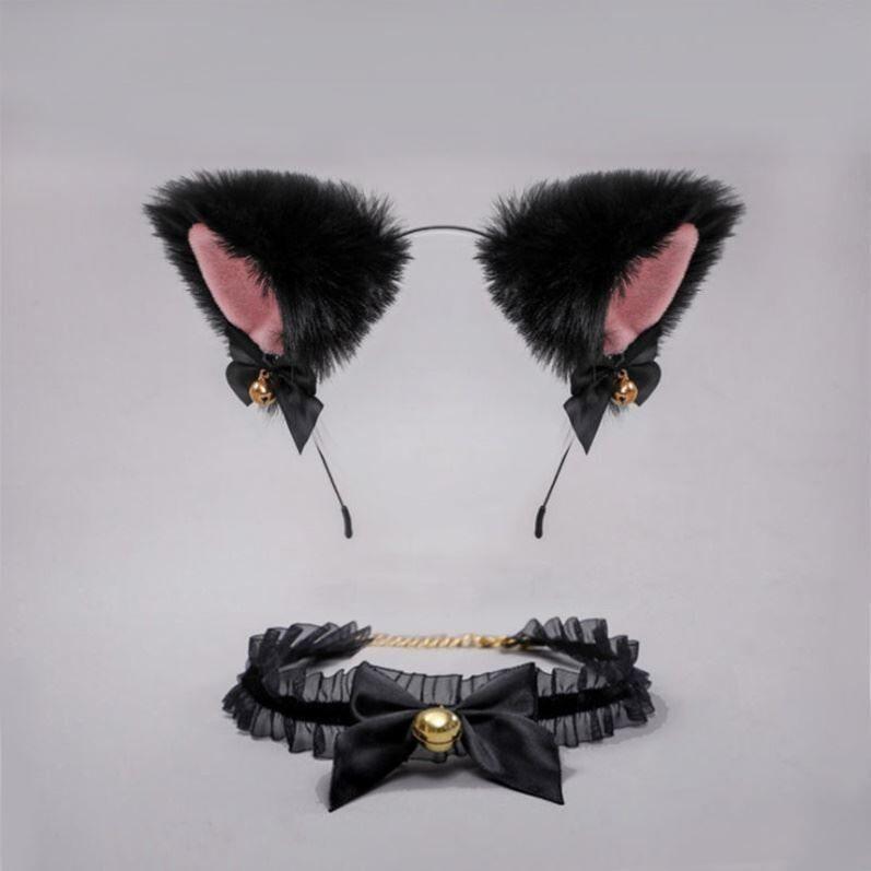 Anime Katzenohren Lolita Kopfschmuck Haarspange - Dienstmädchen Tierohren Stirnband Accessoire