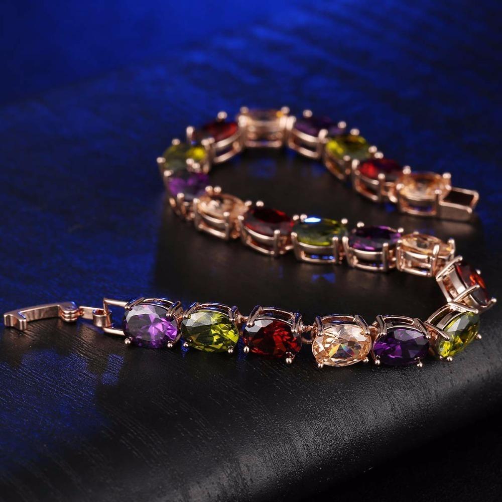 Ornaments Rhinestone Bracelet Vintage Colored Crystal Bracelet Rainbow Zircon Bracelet Lady/Men