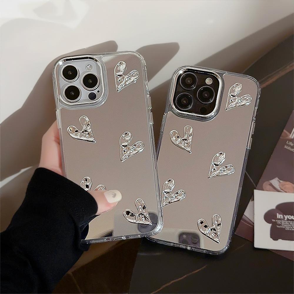 Three Dimensional Electroplating Love 13 Suitable for 11 Apple 15 ProMax Mobile Phone Case Mirror IPhone 16 High End Sense 14 Hard