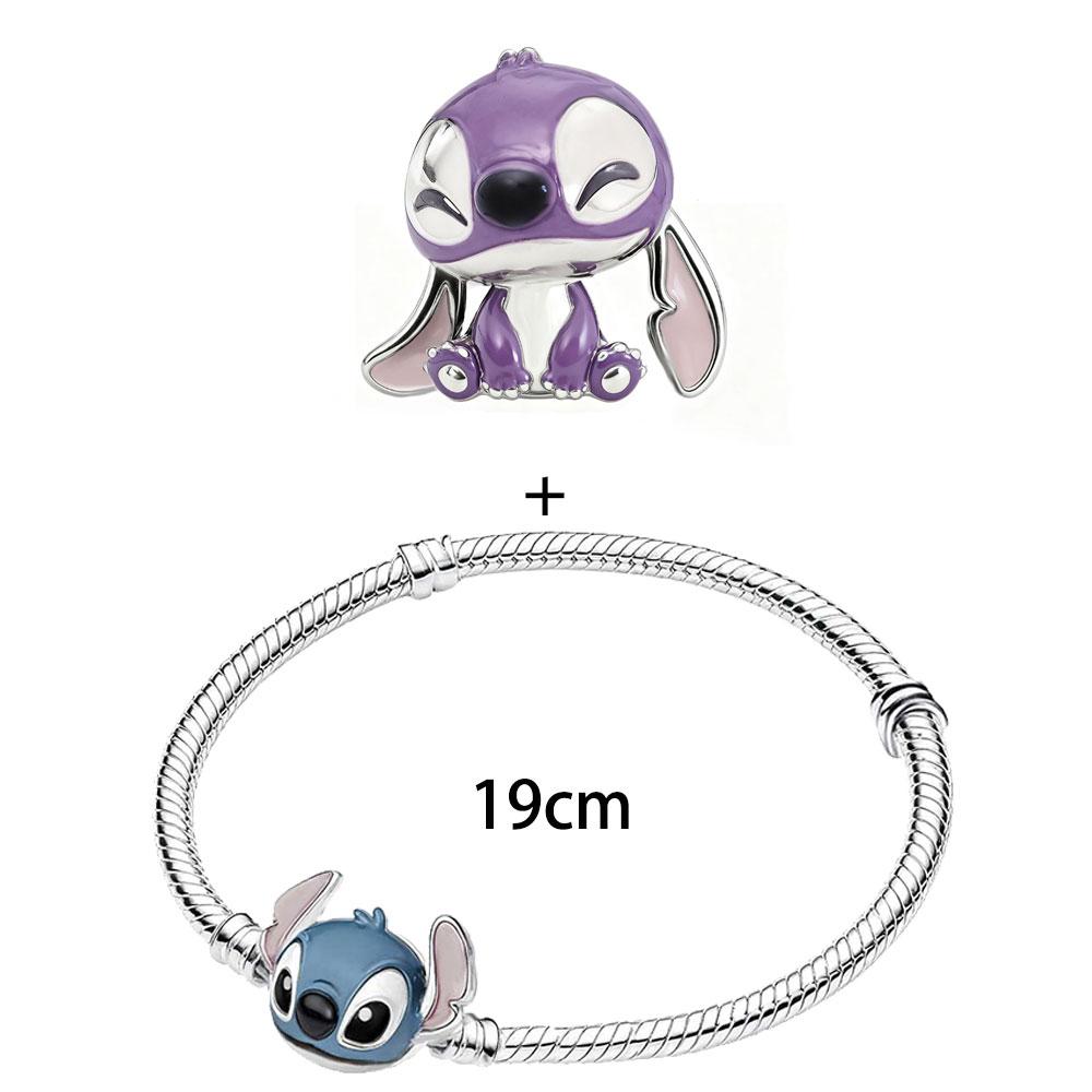 

DSN Срібний Шарм 925 проби Disney Стіч chibi стиль намистини для браслета-зміїнки мультяшний милий Шарм Прикраса Подарунок зелений
