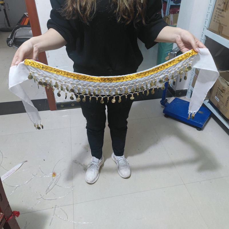 

Индийский танец живота монетная поясная цепочка для выступлений и практики белый