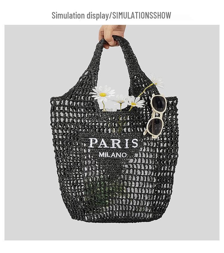 Handmade Straw Embroidered Letter Tote - Spacious, Versatile Woven Shopping Bag for Women