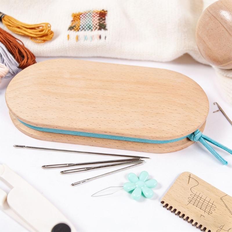 Elliptical Wooden Darning Tool Wood Mending Darning Tool Set With Large Eye Knitting Needle for Mending Socks Sweaters