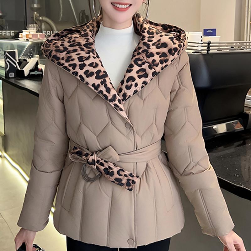 Plus Size L-5XL Fashion Winter Jackets Woman Short Parkas Hooded Loose Thick Warm Outerwears Casual Women's Coats With Belt