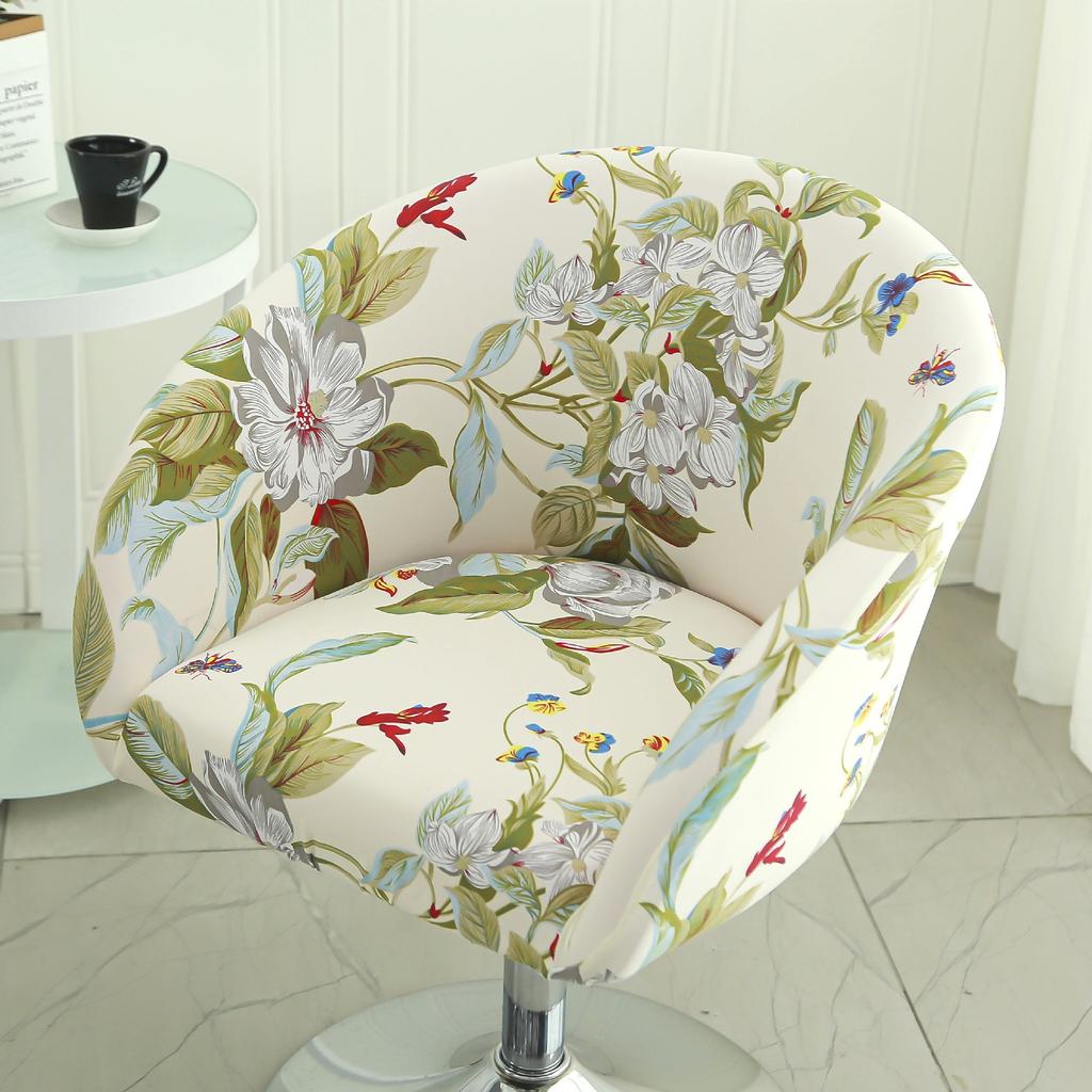 Dustproof Curved Chair Cover Short Back Printed Arc Armchair Slipcovers Dining Chairs Covers Elastic Natal Pokrowiec Na Krzeslo