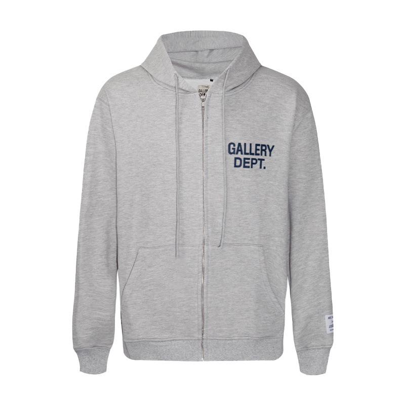 Unisex Zipper Hoodie with Logo Slogan Print by Gallery Dept