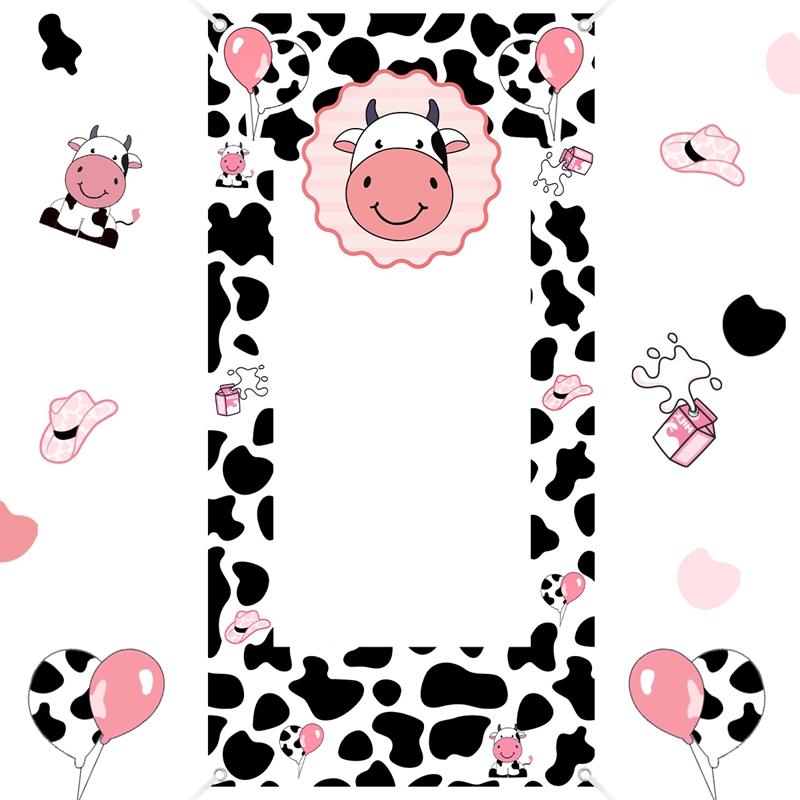Cute Cow Theme Photo Booth Background Happy Birthday Decoration Farm Cow Birthday Decor Baby Shower Wedding Party Supplies