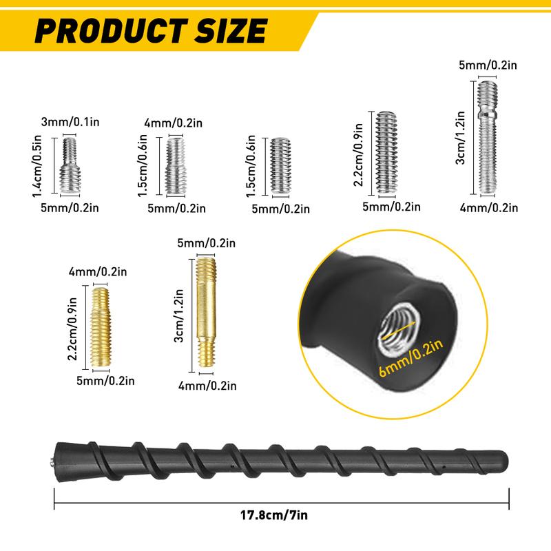 7 inch Universal Car Antenna Aerial AM FM Radio Signal Antenna Replacement With 7 Screws Car Accessories For VW Toyota Honda BMW