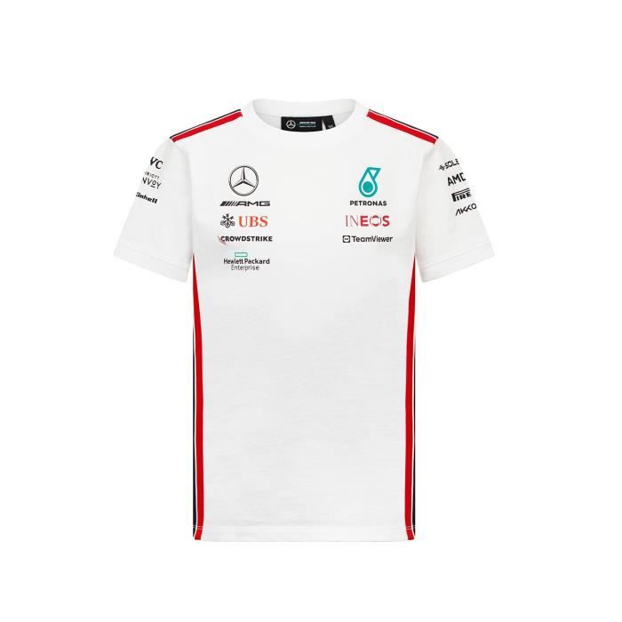 T-shirt Enfant Mercedes-AMG Petronas Motorsport Officiel Formule 1 - Blanc - Manches Courtes - Multisport