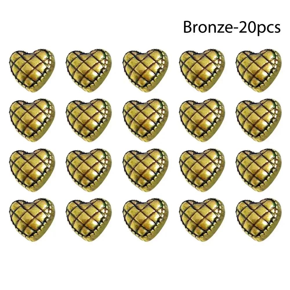 20pcs New 6mm Heart Shape Buttons DIY Handmade Ultra-small Doll Buckles Mini Coat Buckles for 1/6 Doll Clothes Accessories бронзовый