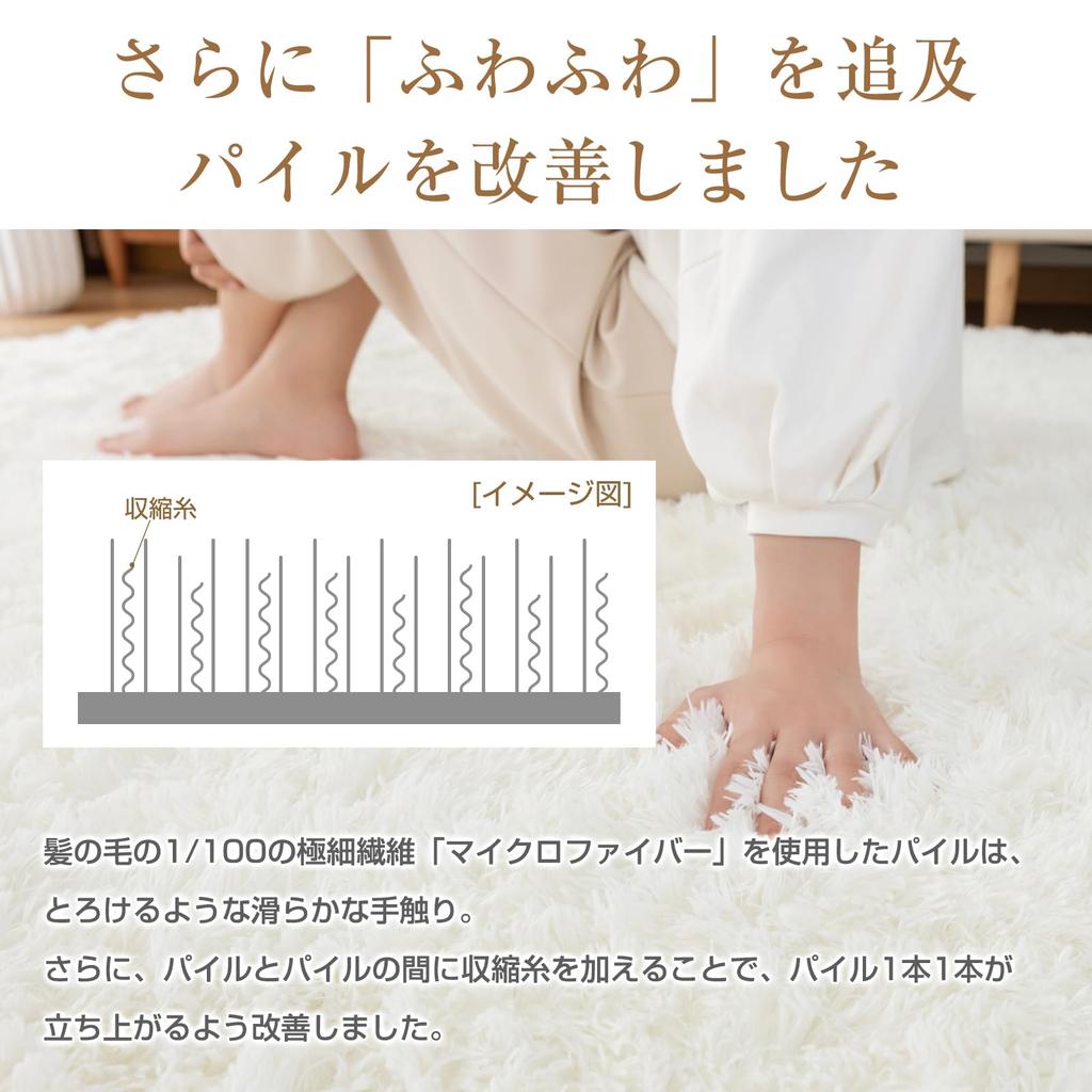 Softime Carpet Shag 200x250cm 3 Tatami Odor Dust Mite Soft To the Living Room Compatible with Underfloor Heating and Hot White Rug, Rug, (Approx.