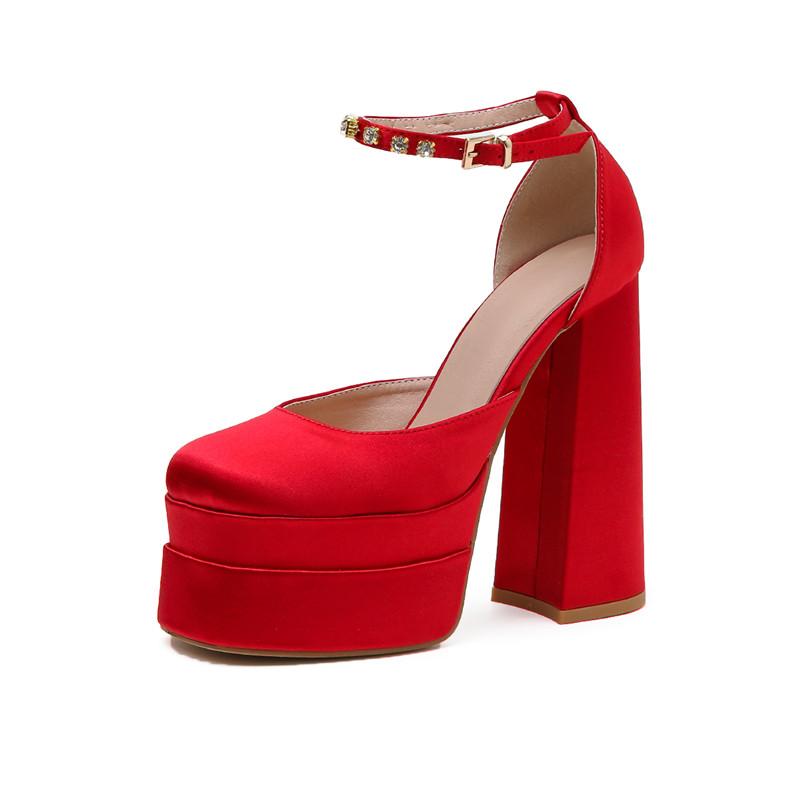 Nowe damskie sandały Letnie buty Seksowne Grube Wysokie obcasy Platforma Kliny Impreza Ślub Grube buty Damskie Sandały Gladiator