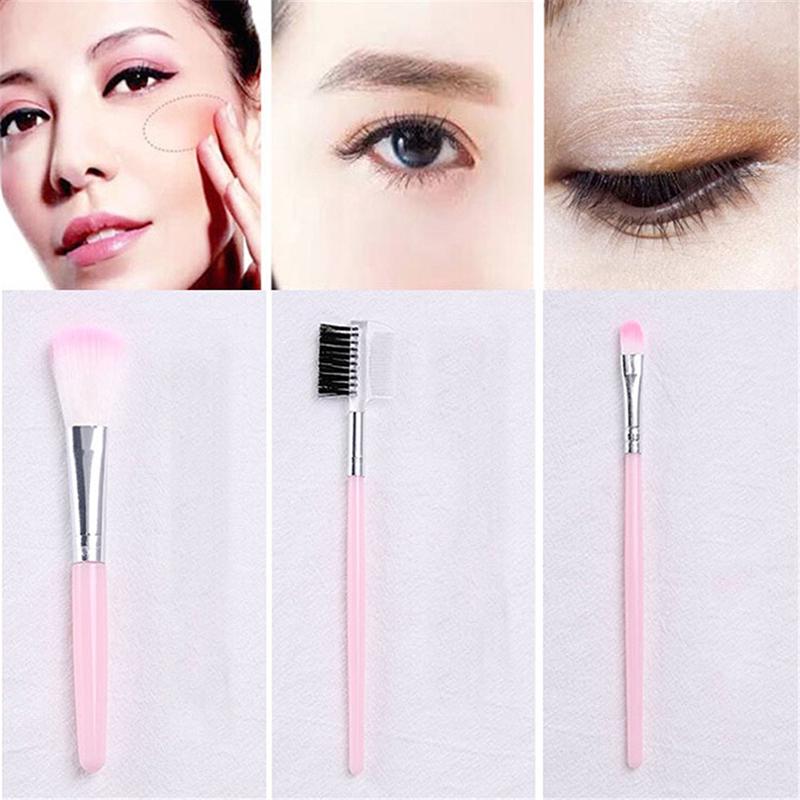 5Pcs Pink Makeup Brush Set Foundation Brush Eye Shadow Brush Eyebrow Comb Blush