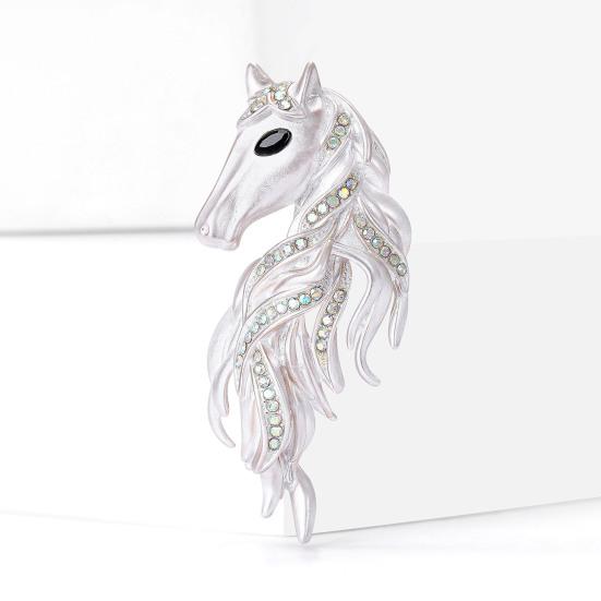 Horse Brooch Sparkling Rhinestones Inlaid Enamel Brooch Pin Clothes Hats Bags Badge Fashionable Accessory