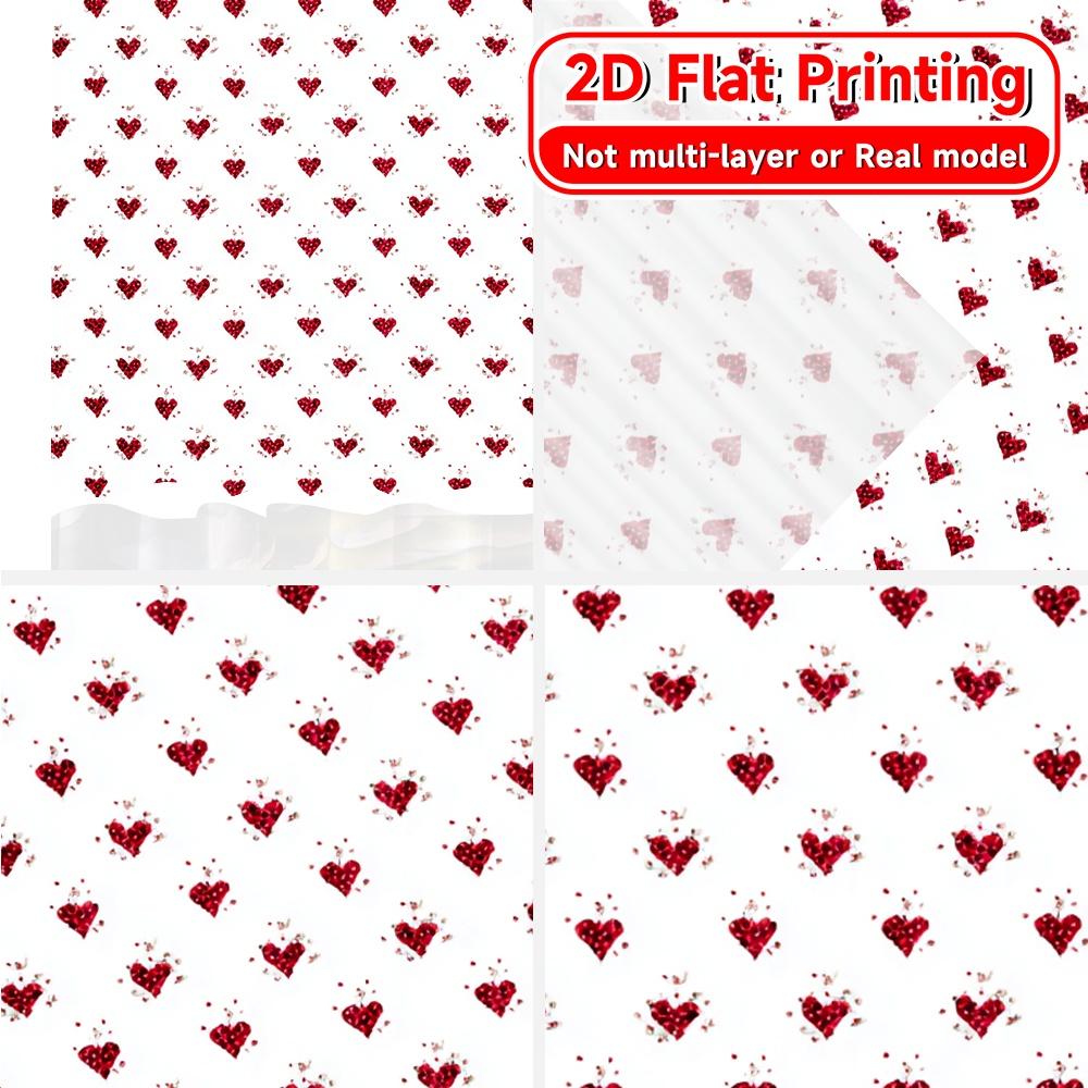 2D Flat Printing,2pcs Heart Grid Pattern Modern Curtains&Window Treatment Durable 100% Polyester Fabric Curtains Versatile All
