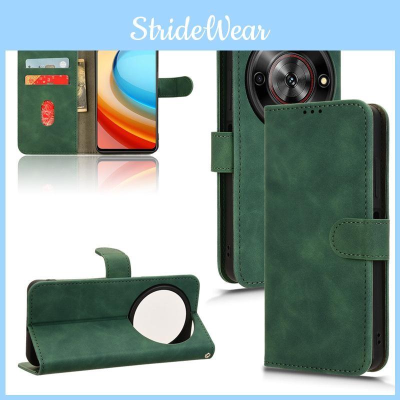 Solid Color Leather Flip Mobile Phone Case With Card Slots For Zte Blade A75 5g