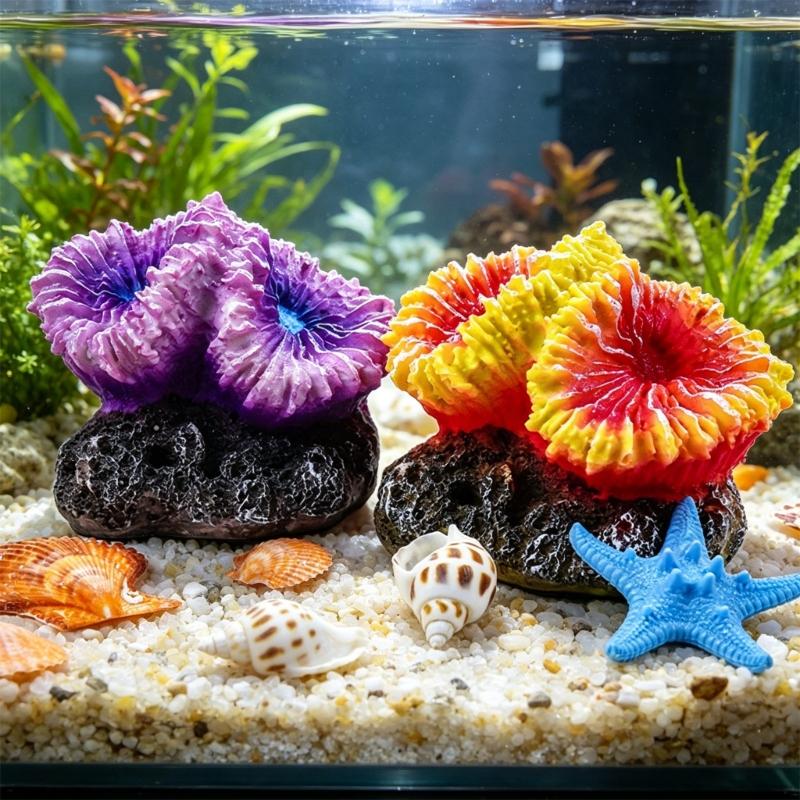 Resin Aquarium Corals Plant Ornaments Life Like Corals Reef Hideouts Place Shelter Water Plant For Fishtanks Landscape