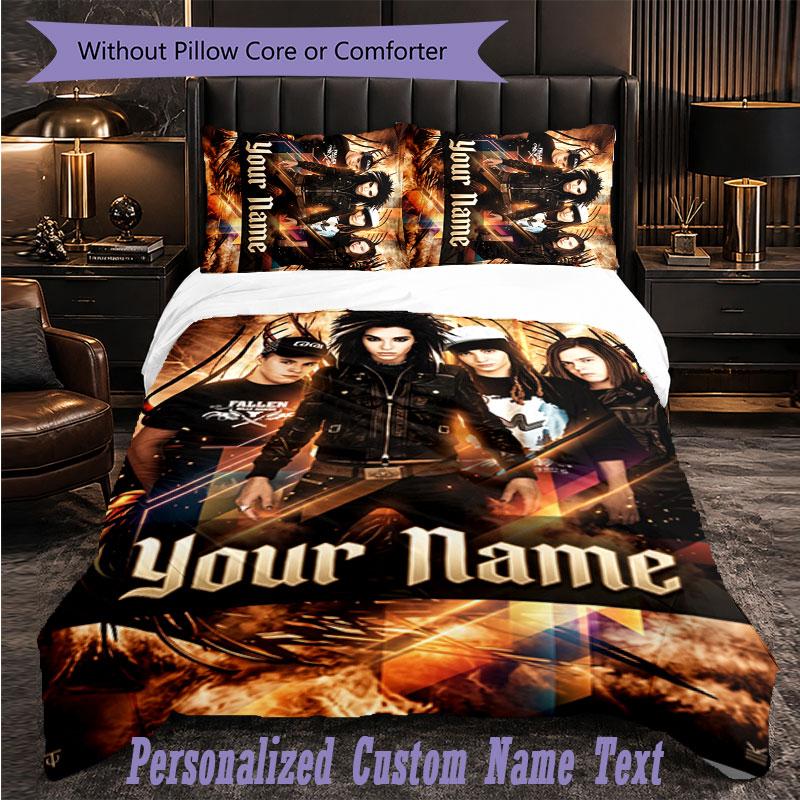 Personalized 3Pcs Bedding SetTokio Hotel Custom Text Duvet Cover Pillowcase Set Bedroom Gift