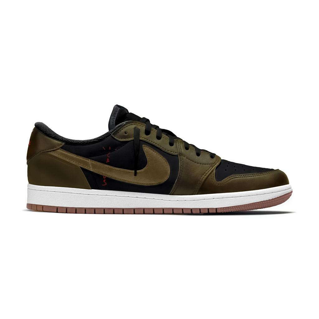 Travis Scott X Jordan Air Jordan 1 Vintage Basketballschuhe Unisex Low Top Schwarz DZ4137-700(Team1142-)