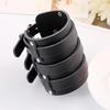 Exaggerated Punk Leather Bangle Women Punk Bracelet Men Simple Pure Color Wide Leather Multi Layer Yoga Jewelry Pary Gift