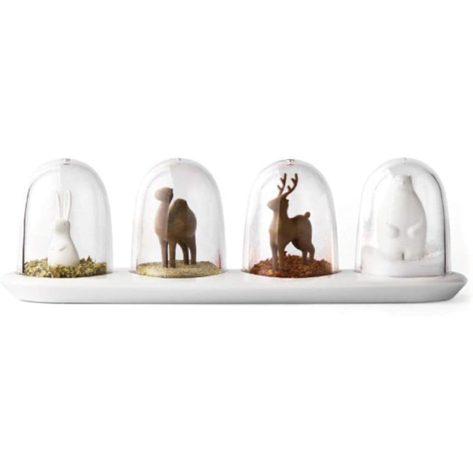 Kitchen Seasoning Jar with Tray, Seasoning Shaker, Four Seasons Design, 4 in 1 Animal Parade