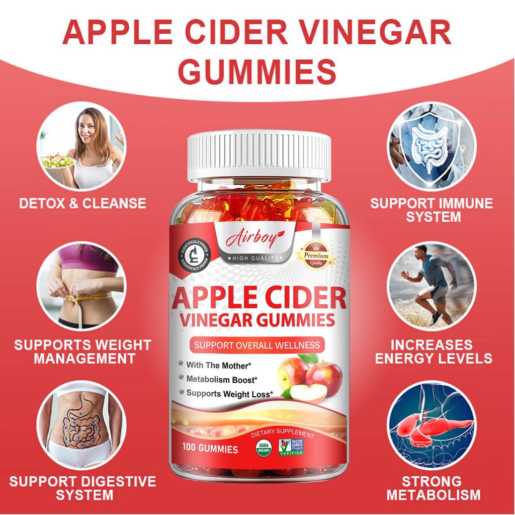 Apple Cider Vinegar Gummies 500mg - Weight Loss, Fat Burning, Improves Digestion