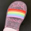 Princess Sandals Summer New Versatile Girl Shoe Rainbow Jelly Soft Sole Comfort Child Sandals Crystal Flat Roman Beach Shoe 2025