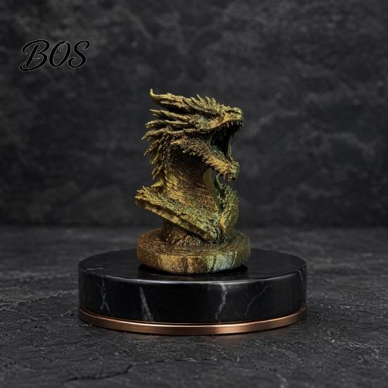 Industrial Style Dragon Art Head Figurine, 3D Printed Fantasy Statue, Mythical Retro Decor Animal Sculpture for Home Office Desk Decor, Gift
