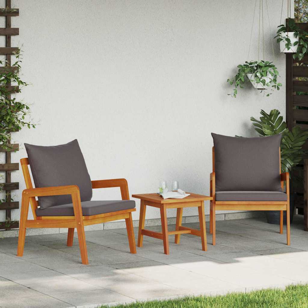 Garden Chair with Cushions 2 Pieces Oil Natural Finish 65 X 59.5 X 72 Cm