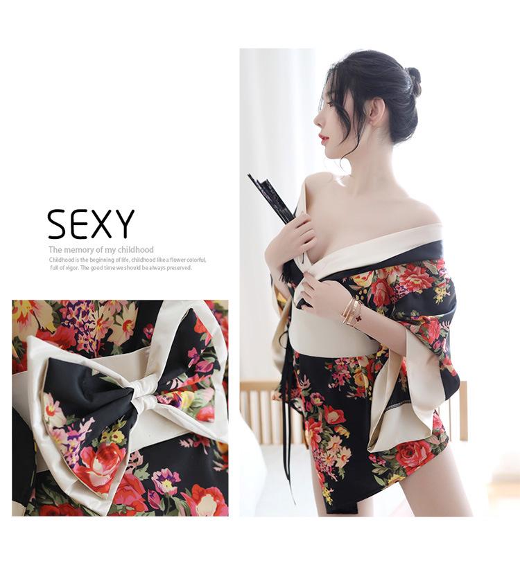 Meihuo Plus Size Japanese Kimono Lace-Up Temptation Set
