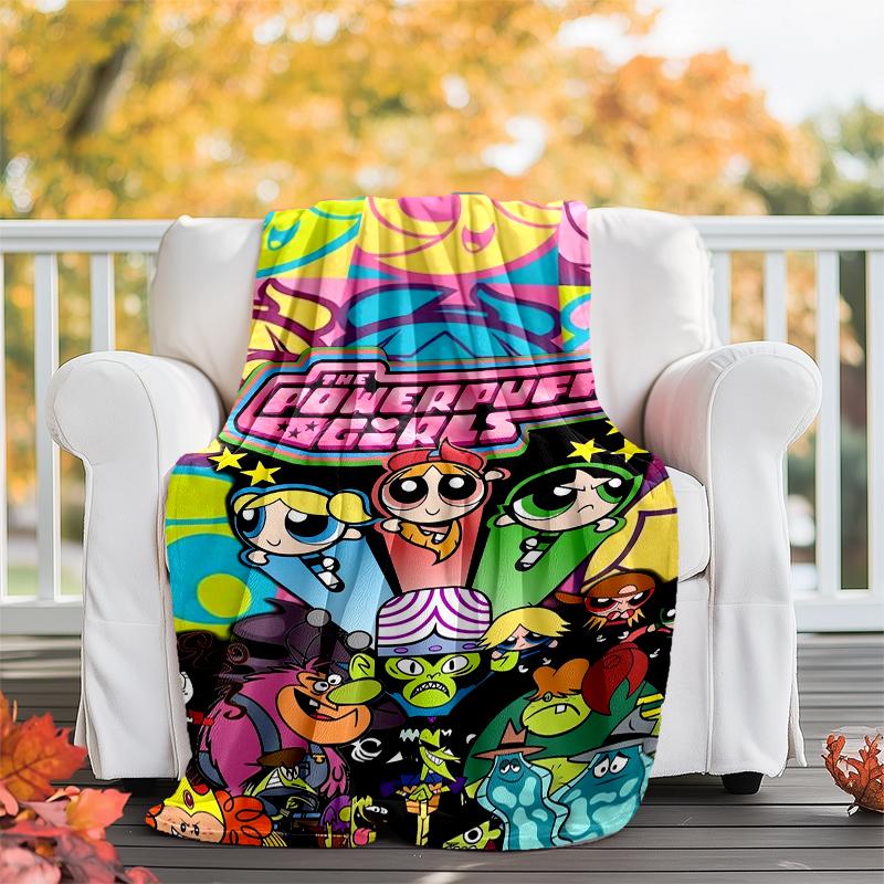 The Powerpuff Girls Theme Printed Blanket - Perfect for Couch, Bed, Travel & Outdoor Use | Machine Washable, Cozy & Durable.