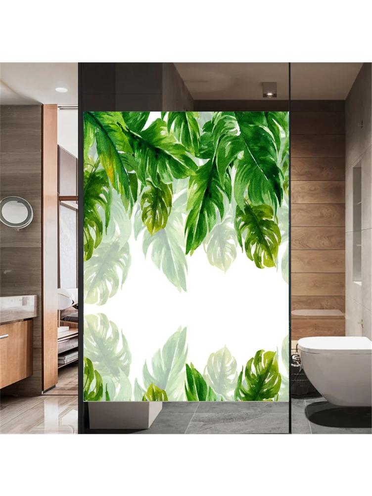 Static Cling Privacy Window Film Decorative Plants Window Treatments Glass Window Sticker for Home