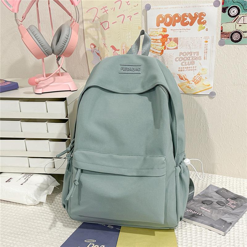 

Lightweight Student Schoolbag Large Capacity Travel Solid Color Backpack Small синий