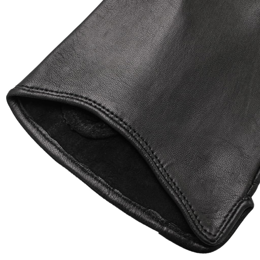 ORuKuBET Men's Simple Black Sheepskin Leather Gloves OB14321M9