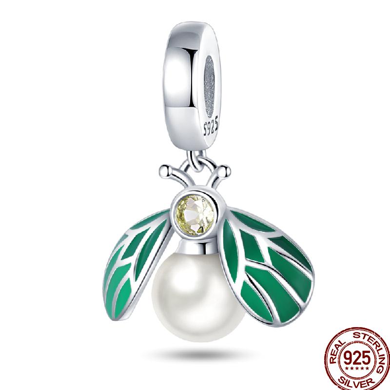 Frühlings-Charm Kupfer Vierblättriges Kleeblatt Schmetterling Libelle Anhänger Perlen Geeignet Für 3Mm Original Armband DIY